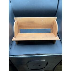Small Tan Wooden Desk Bookshelf - Measures 18” Wide x 9” Tall